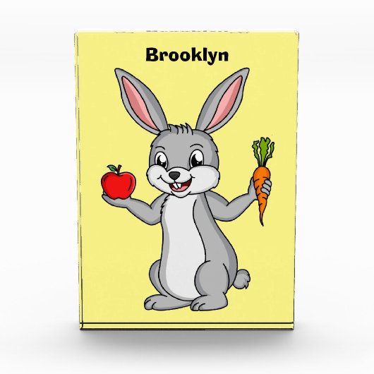 Cute bunny rabbit met groenten cartoon fotoblokken (Voorkant)