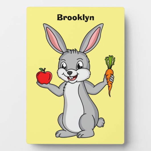 Cute bunny rabbit met groenten cartoon fotoplaat (voorkant)