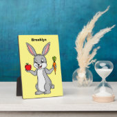 Cute bunny rabbit met groenten cartoon fotoplaat (Zijkant)