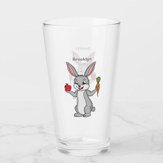 Cute bunny rabbit met groenten cartoon glas (Achterkant)