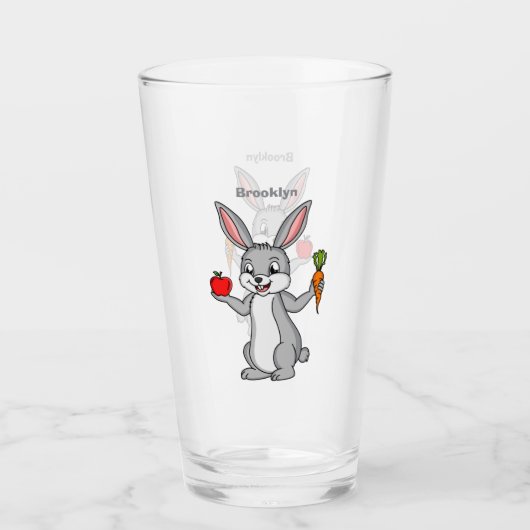Cute bunny rabbit met groenten cartoon glas (Voorkant)