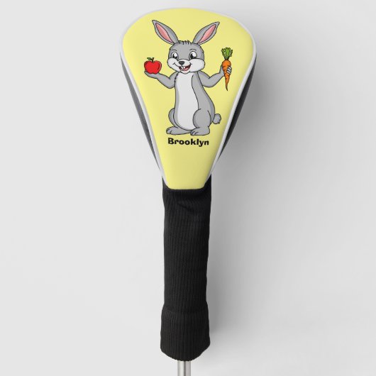 Cute bunny rabbit met groenten cartoon golfheadcover (Voorkant)