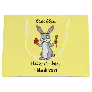 Cute bunny rabbit met groenten cartoon groot cadeauzakje