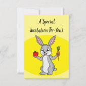 Cute bunny rabbit met groenten cartoon kaart (Achterkant)