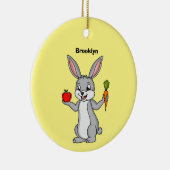Cute bunny rabbit met groenten cartoon keramisch ornament (Rechts)