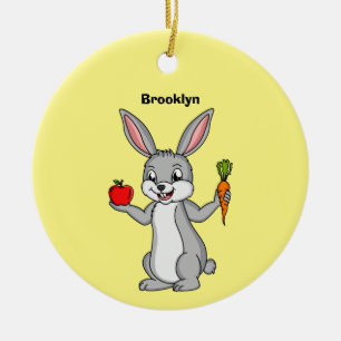 Cute bunny rabbit met groenten cartoon keramisch ornament