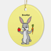 Cute bunny rabbit met groenten cartoon keramisch ornament (Links)
