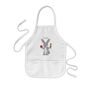 Cute bunny rabbit met groenten cartoon kinder schort