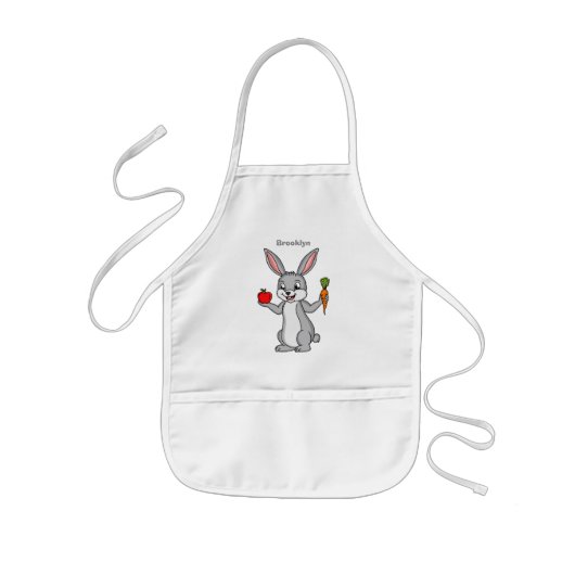 Cute bunny rabbit met groenten cartoon kinder schort (Voorkant)