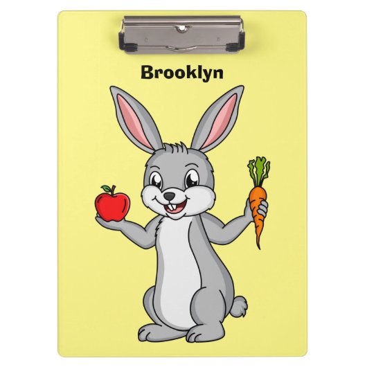 Cute bunny rabbit met groenten cartoon klembord (Voorkant)