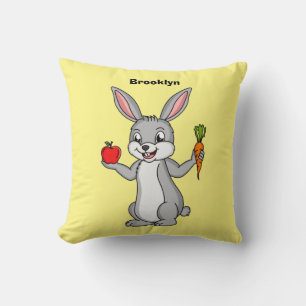 Cute bunny rabbit met groenten cartoon kussen