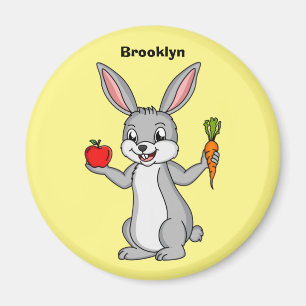 Cute bunny rabbit met groenten cartoon magneet