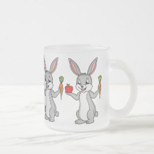 Cute bunny rabbit met groenten cartoon matglas koffiemok