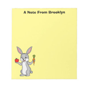 Cute bunny rabbit met groenten cartoon notitieblok