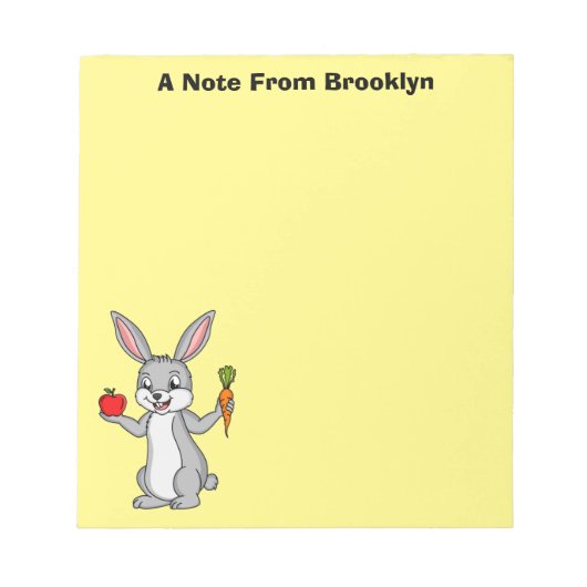 Cute bunny rabbit met groenten cartoon notitieblok (Voorkant)