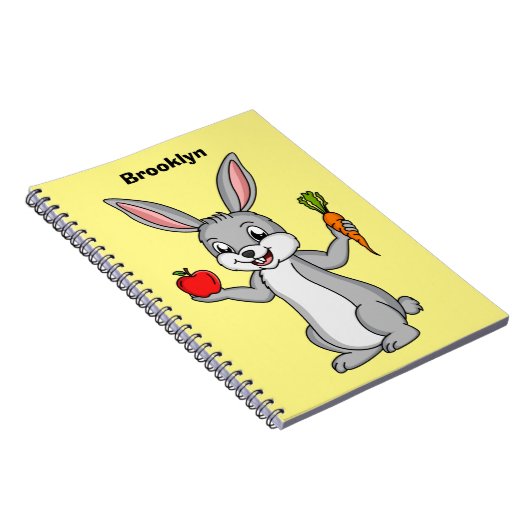 Cute bunny rabbit met groenten cartoon notitieboek (Rechterzijde)