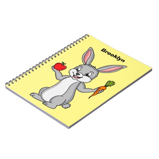 Cute bunny rabbit met groenten cartoon notitieboek (Linkerzijde)