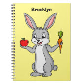 Cute bunny rabbit met groenten cartoon notitieboek (Voorkant)