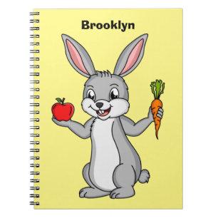 Cute bunny rabbit met groenten cartoon notitieboek
