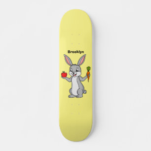 Cute bunny rabbit met groenten cartoon persoonlijk skateboard