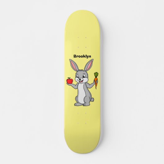 Cute bunny rabbit met groenten cartoon persoonlijk skateboard (Voorkant)