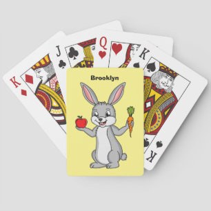 Cute bunny rabbit met groenten cartoon pokerkaarten