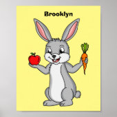 Cute bunny rabbit met groenten cartoon poster (Voorkant)