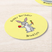 Cute bunny rabbit met groenten cartoon ronde kartonnen onderzetter (Gebogen)