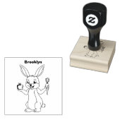 Cute bunny rabbit met groenten cartoon rubberstempel (Gestempeld)
