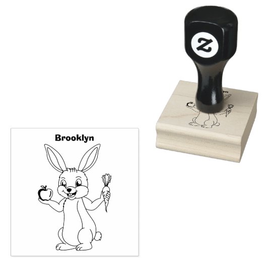 Cute bunny rabbit met groenten cartoon rubberstempel (Gestempeld)