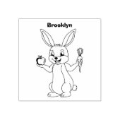 Cute bunny rabbit met groenten cartoon rubberstempel (Afrduk)