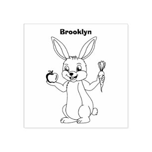 Cute bunny rabbit met groenten cartoon rubberstempel