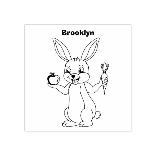 Cute bunny rabbit met groenten cartoon rubberstempel (Afrduk)