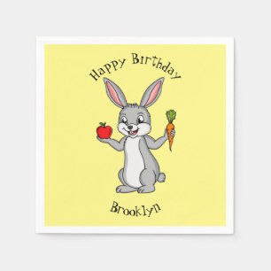 Cute bunny rabbit met groenten cartoon servet