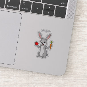 Cute bunny rabbit met groenten cartoon sticker