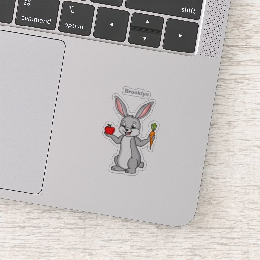 Cute bunny rabbit met groenten cartoon sticker (Detail)