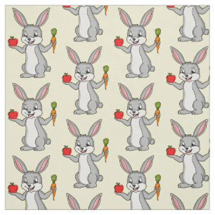 Cute bunny rabbit met groenten cartoon stof