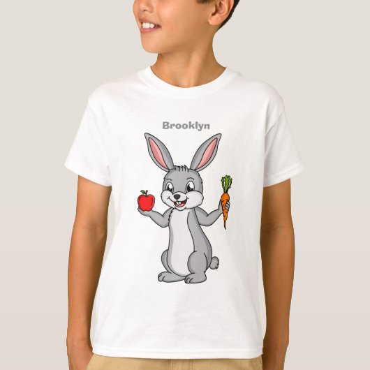 Cute bunny rabbit met groenten cartoon t-shirt (Voorkant)