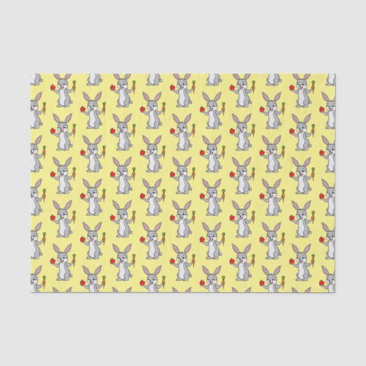 Cute bunny rabbit met groenten cartoon tissuepapier (Voorkant)