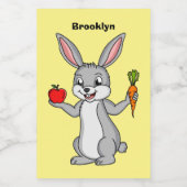 Cute bunny rabbit met groenten cartoon voedselcontainer etiket (Enkel label)