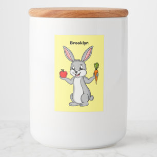 Cute bunny rabbit met groenten cartoon voedselcontainer etiket