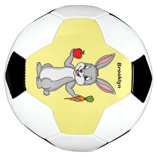 Cute bunny rabbit met groenten cartoon voetbal (Gedraaid)
