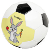 Cute bunny rabbit met groenten cartoon voetbal (Drie kwart)