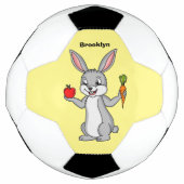 Cute bunny rabbit met groenten cartoon voetbal (Voorkant)