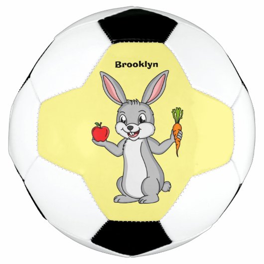 Cute bunny rabbit met groenten cartoon voetbal (Voorkant)