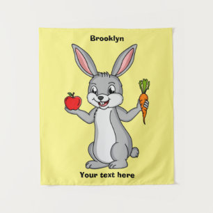 Cute bunny rabbit met groenten cartoon wandkleed