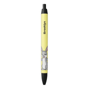 Cute bunny rabbit met groenten cartoon zwarte inkt pen