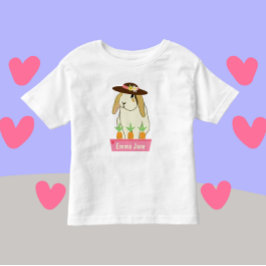 Cute Bunny Rabbit met Pet en naam Kinder Shirts