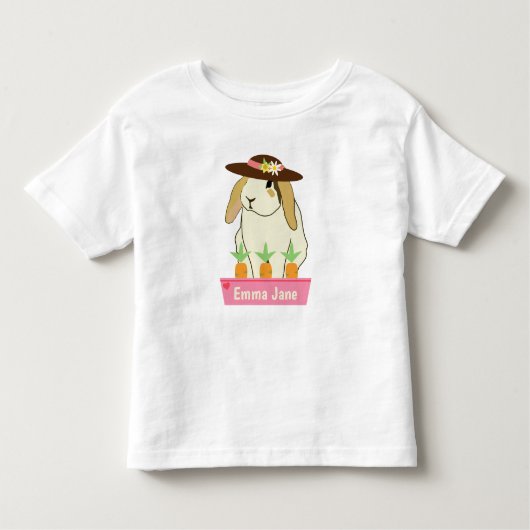 Cute Bunny Rabbit met Pet en naam Kinder Shirts (Voorkant)
