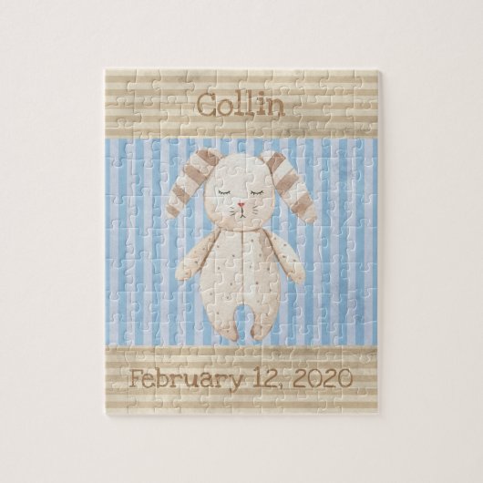 Cute Bunny Rabbit Monogram Fun Legpuzzel (Verticaal)